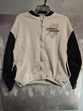 Harley-Davidson Two-Tone Gray and Black Zip Jacket
